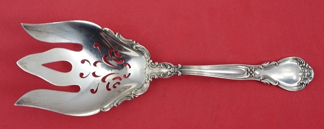 Vegetable Serving Fork pierced w/ applied lacing and wide tines 8 5/8